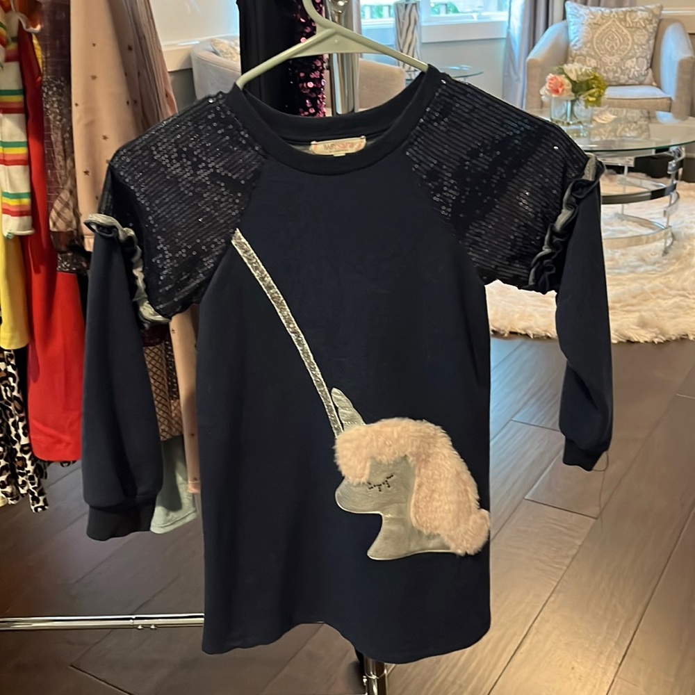Baby Sara girls unicorn sequin sweater dress Size 6x